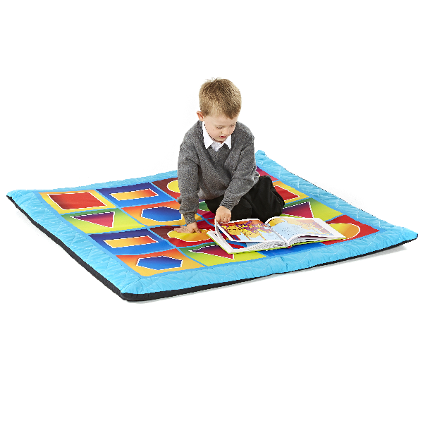 Child sat on a Quilted Geometric Mat