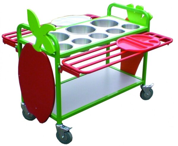 Two sided salad bar with removable metal bowls