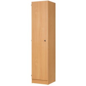 Wooden secondary school locker with one long door