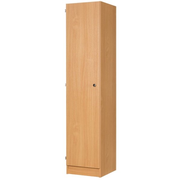 Wooden secondary school locker with one long door