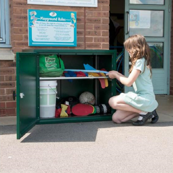 School child putting items into a Metal Storage Cabinet - H750mm