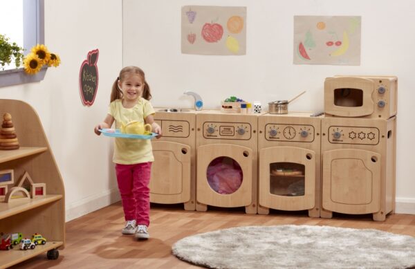 Stamford play kitchen including sink, washer, cooker, fridge and microwave.