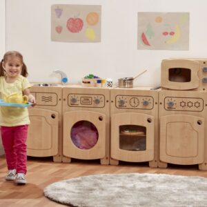 Stamford play kitchen including sink, washer, cooker, fridge and microwave.