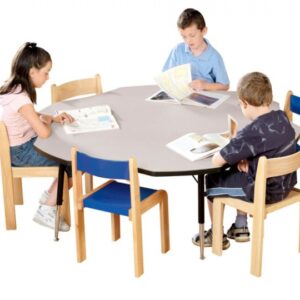 Tuf-Top Flower Table available in 5 attractive finishes. Height adjustable classroom table.