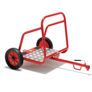 Winther Viking Ben Hur Trailer to fit on the back of a Viking trike or taxi. Red frame with metal footplate and solid black wheels