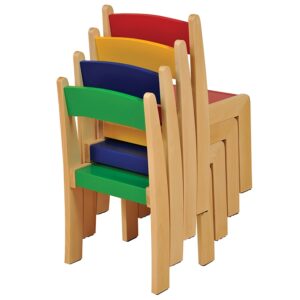 Solid Beech Stackable Chairs 4 Pk