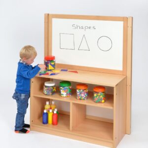 Room Scene Bookcase with Dry Wipe Divider and Mirror Back
