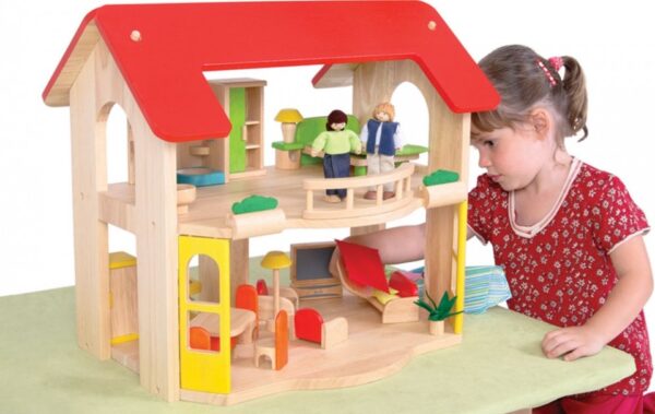 Wooden Dolls House and Furniture