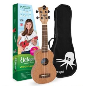 Ukulele in natural wood with carry case and box
