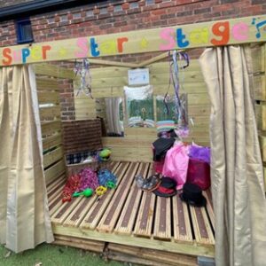 Wooden Playground Stage with curtains and props