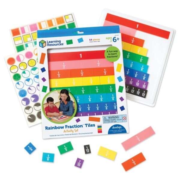 Rainbow Fraction Tiles with Tray (Pk 5)