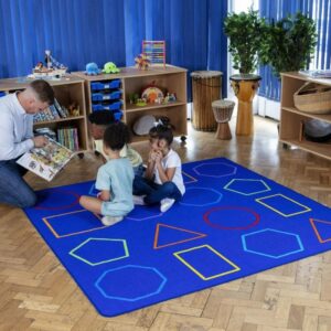 Rainbow Geometric Carpet 2x2m