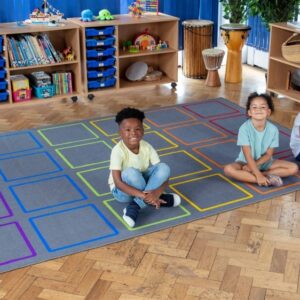 Rainbow Squares Carpet 3x2m