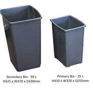 Bins for Aqua Smart Clearing Trolley with dimensions