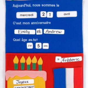 French Calendar Wall Hanging with removeable labels.